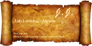 Jablonsky János névjegykártya