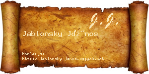 Jablonsky János névjegykártya